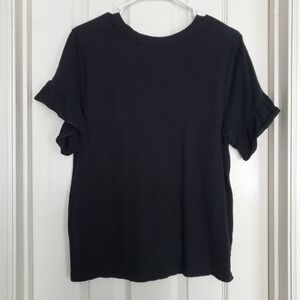 Old Navy Womens Black Flutter Sleeve T Shirt Size S Cotton Basic Top